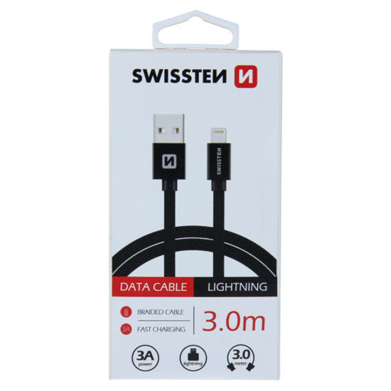 Fotografia e SWISSTEN textile data cable USB-A / Lightning, length 3 m.