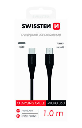 Fotografia e SWISSTEN TPU data cable USB-C / micro USB, length 1 m.