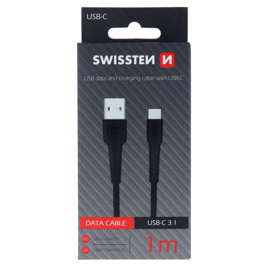 Fotografia e DATA CABLE SWISSTEN USB / USB-C 1.0 M BLACK.